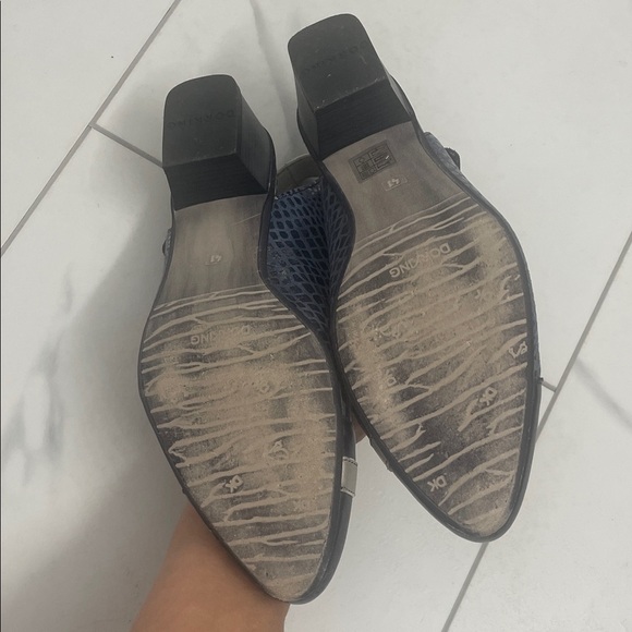 DorKing by Fluchos Leather Slingback Shoes with Stacked Heel Blue & Silver Sz 41 - Picture 6 of 9